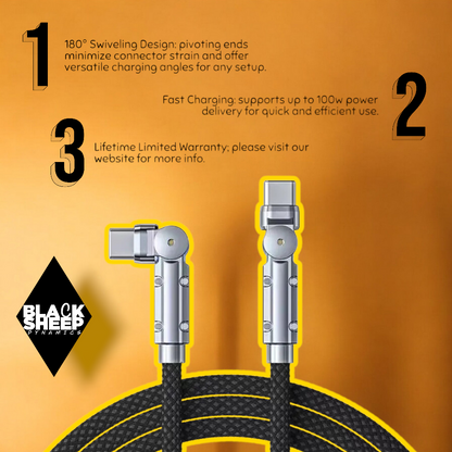 100W Swiveling USB-C Woven Charge Cable (Lifetime Warranty—US Only)